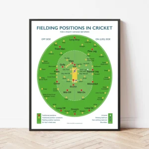 1pc Canvas Poster , Wall Art Print Fielding Positions in Cricket