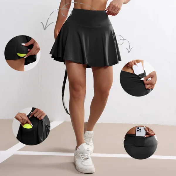CHRLEISURE Athletic Tennis Golf Skorts Women Pleated Tennis Skirt with 4 Pockets Workout Running Sports Shorts Casual Wearewear - Image 2