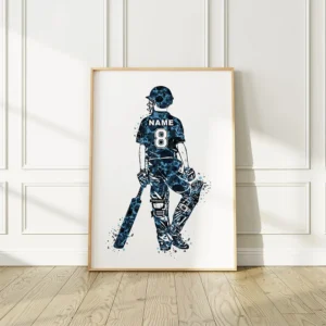 Personalized Cricket Poster Customized Cricket Player Name And Number Canvas Painting Gifts For Cricket Player Teen Room Decor