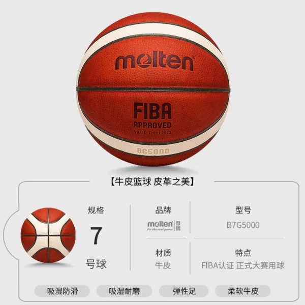 Molten BG5000 Official molten Cowhide professional compet Basketball Leather Basketball Indoor Competition 7 cof skin Basketball - Image 3
